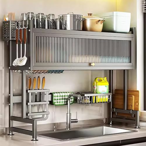 Égouttoir à vaisselle avec porte-couverts et rangement vertical pour cuisine - 8