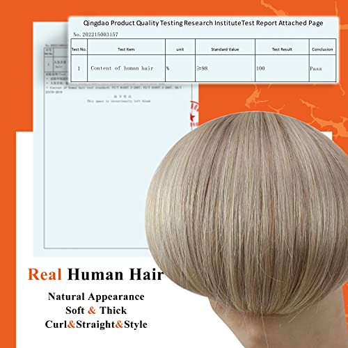 Image of Full Shine Straight Human Hair Extensions Tape in 18Inch Seamless Hair Extensions Real Human Hair Highlighted Hair Extensions Ash Blonde with Platinum 20Pcs 50Grams Add Volume Remy Hair Extensions