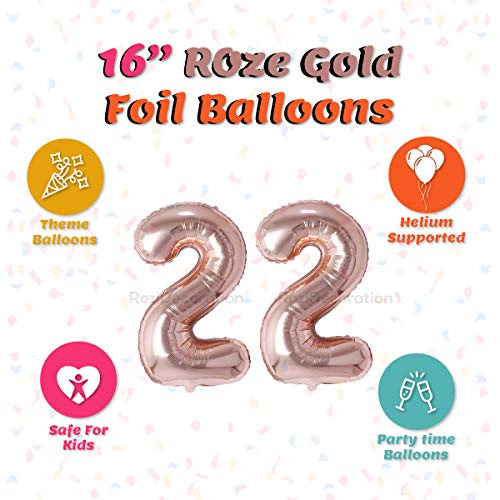 Image of Rozi Decoration 22 Rose Gold Number Foil Balloon 16? Inch for Birthday | Anniversary | Achievement | 24 Balloon Number | Rose Gold Number Balloons Pack of 2 Pcs