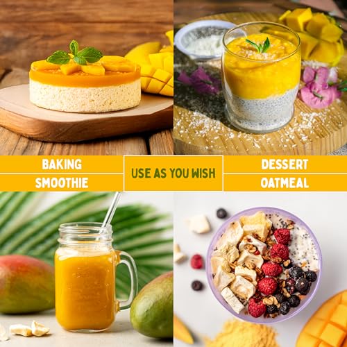 Summmer Freeze Dried Mango Powder for Baking - 1.76 Oz Sugar Free, 100% Natural Flavoring for Smoothies - Sustainably Grown, Gluten-Free, Vegan Baking Powder