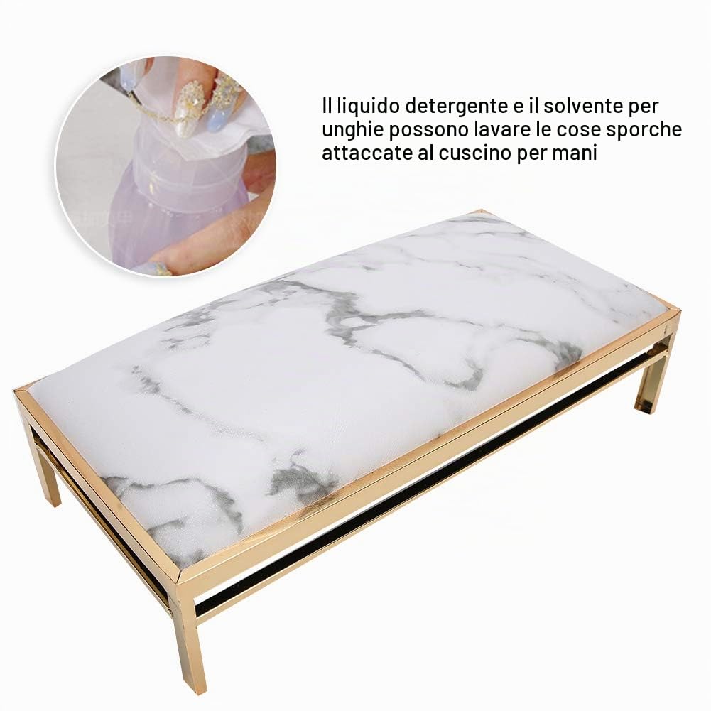 Riposo per Unghie Manicure Pad, Cuscino per Manicure in Pelle PU Morbida, Supporto per Nail Art Tavolo, Marmo