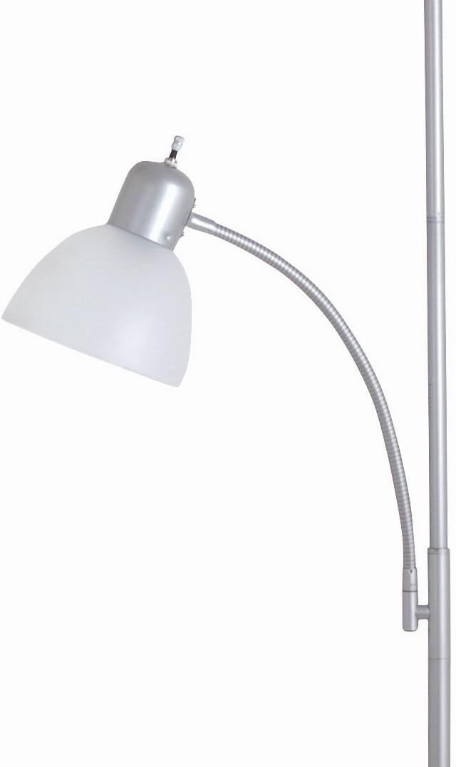 Tech Deals 🔥 Catalina 17939-006 Traditional 3-Way Metal Torchiere Floor Lamp with White Plastic Shade and Reading Light, Silver Classic