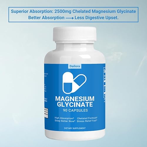 Miniatura 2 de Suplemento de glicinato de magnesio, 2500 mg quelatado de alta absorción para dormir, relajación y alivio del estrés, sin OMG