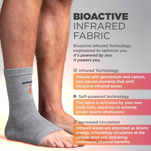 Image of Incrediwear Ankle Sleeve - Infrared Ankle Brace for Women and Men to Support Pain Relief, Swelling, Plantar Fasciitis, Sprains, Achilles, Arthritis (Grey, Small /Medium)