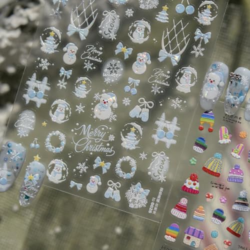 Image of Snowman Nail Stickers Decals Christmas Nail Art Stickers Winter Nail Decals