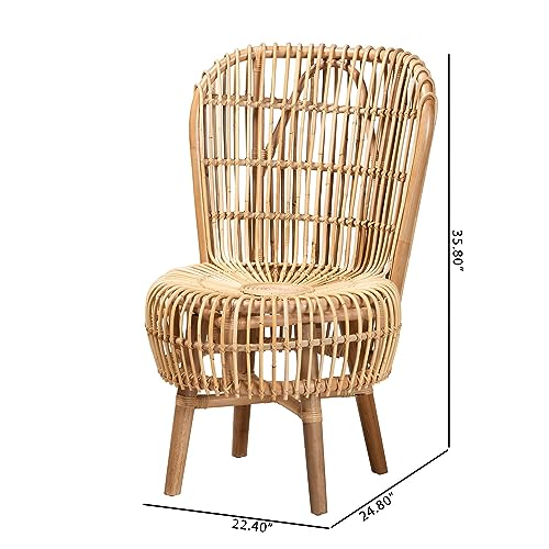 Bali & pari Nagoya Modern Bohemian Natural Rattan Tall Accent Chair - view 2