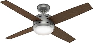 Hunter Fan Company, 59616, 52 inch Oceana Matte Silver Wet Rated Ceiling Fan with LED Light Kit and Wall Control
