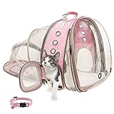 Expandable Front and Back Cat Backpack Carrier Bubble with Cat Collar - Comfortable Pet Carrier for...