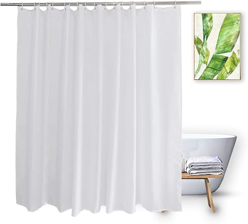 Forro de ducha extra ancho de 96 x 72 pulgadas, repelente al agua, tela blanca, forro de cortina de ducha para baño, hotel, spa, lavable a máquina