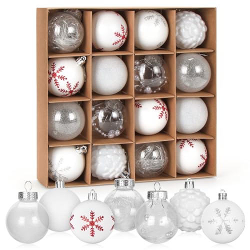 Weihnachtskugeln Weiß, 16 Stück Weihnachtskugeln Set,...