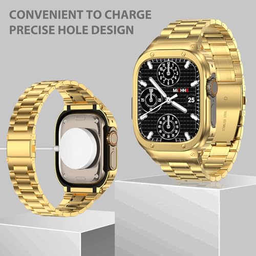 Image of MioHHR Stainless Steel Band with Case for Apple Watch Bands Ultra 3 /2 /1