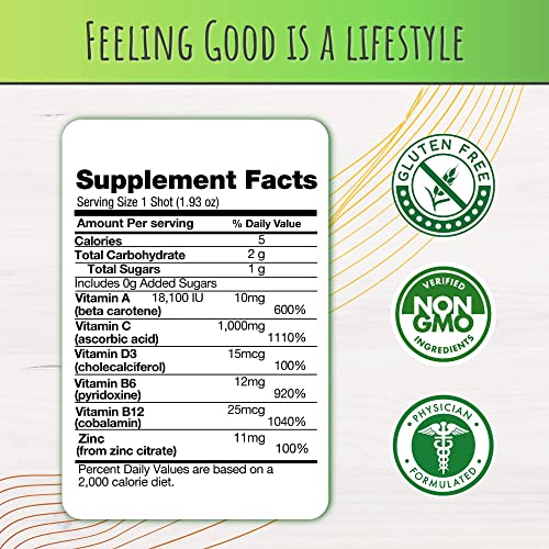 Feelgood Superfoods Vita Fruits And Veggies Immune Support Shot Supplements, 25 Organic Fruits And Veggies, Ready To Drink Immunity Booster, 10 Orange And 10 Fruit Punch Flavor, Combo Pack Of 20 #TOP4