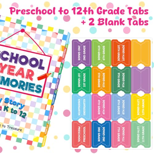 Álbum de recuerdos escolares Fancy Land para prekínder a 12° grado, álbum de fotos rígido con encuadernación espiral, 14 bolsillos, regalo para regresar a clases, tonos pastel miniatura 3
