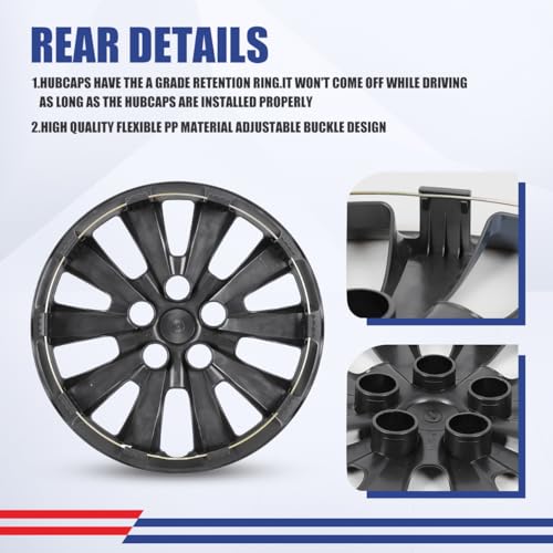 Image of Winjet 16 inch Set of 4 Steel Wheel Hubcaps for 2013-2019 Sentra & 2011-2017 Nissan Leaf Wheel Rims Cover,Snap On Installation PP Material (Black Lacquer & Blue Lacquer)