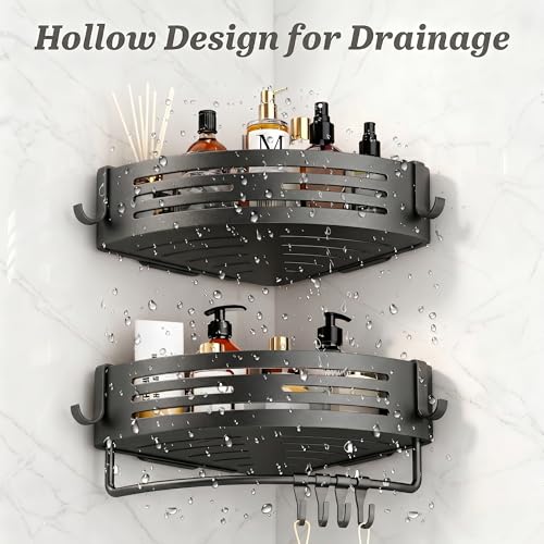 Corner-Shower-Caddy-Suction-Cup-2-Pack-Shower-Shelves-Gray-No-Drilling-Aluminum-Alloy-Shower-Organizer-Rustproof-Bathroom-Storage-Rack-with-Towel-Bar-Hooks