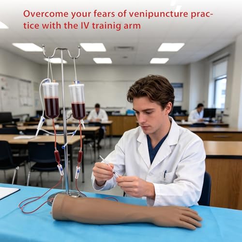 Image of SimCoach Phlebotomy Practice Kit for Injection Training, IV Practice Kit with Phlebotomy Arm, Venipuncture and Blood Draw Practice Kit for Medical Students, Black