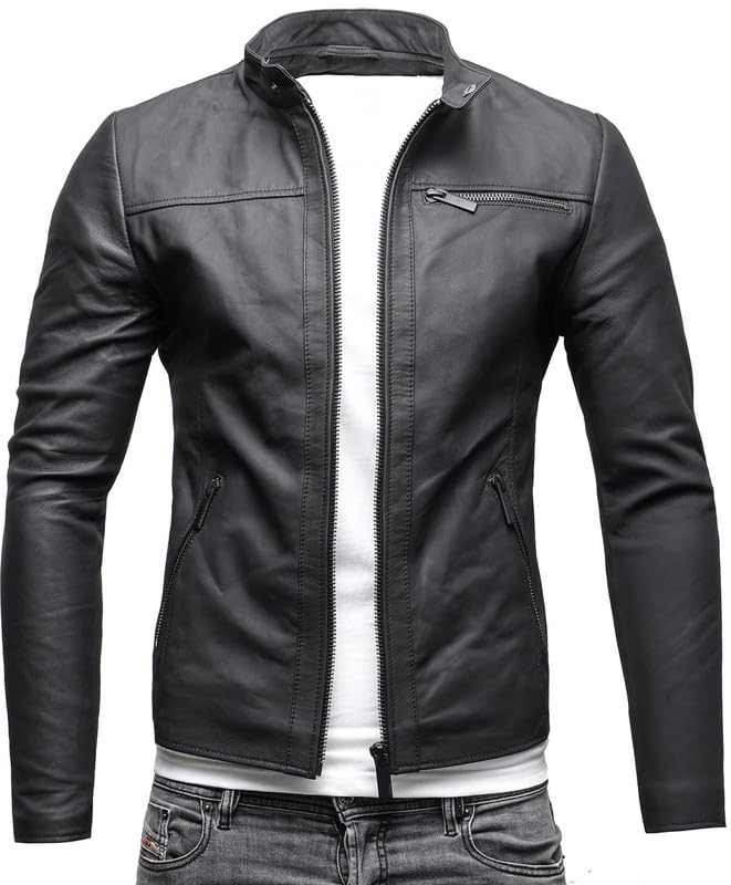 Crone Epic Herren Lederjacke Cleane Basic Leder Jacke in vielen Varianten und Farben