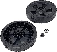 Vista 1 de Kit de rueda, ruedas de plástico negro de 7 pulgadas para eje de eje de 3/8 pulgadas, banda de rodadura de goma de diamante, incluye tapas de eje