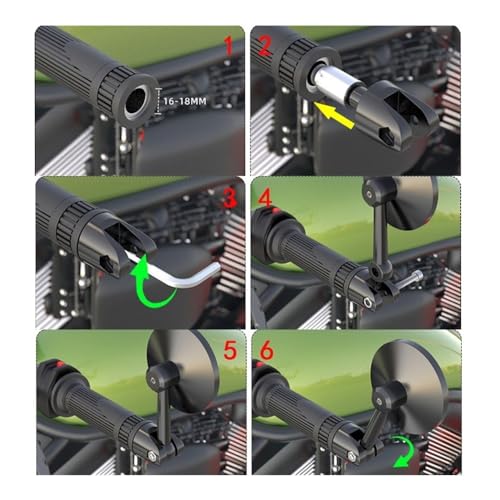 Rétroviseurs ronds moto avec miroir convexe réglable 22mm - 4