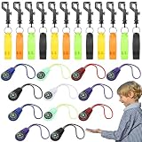 Relaxweex 24 Pcs Compass and Whistle Sets for Kids 12 Mini Hiking Pocket Compass Paracord 12 Small Whistle Keychain Lanyard for Hiking Survival Outdoor Camping Boy Safety Party Favor Toy Bulk