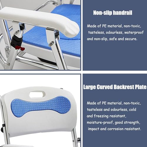 Chaise de douche pliante à roulettes pour préserver l'intimité et la dignité - 2