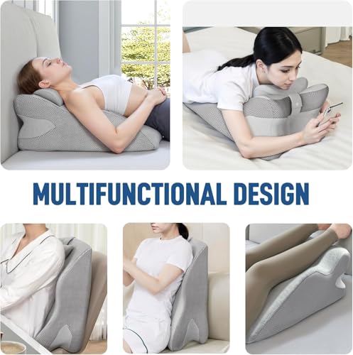 Image of PilloWillo Multifunctional Wedge Cushion | Sitting, Sleeping, Leg Elevation, Face Down Sleeping, Acid Reflux Relief | Orthopedic Memory Foam Pillow for Abdomen, Back, Neck, Leg & Versatile Usage
