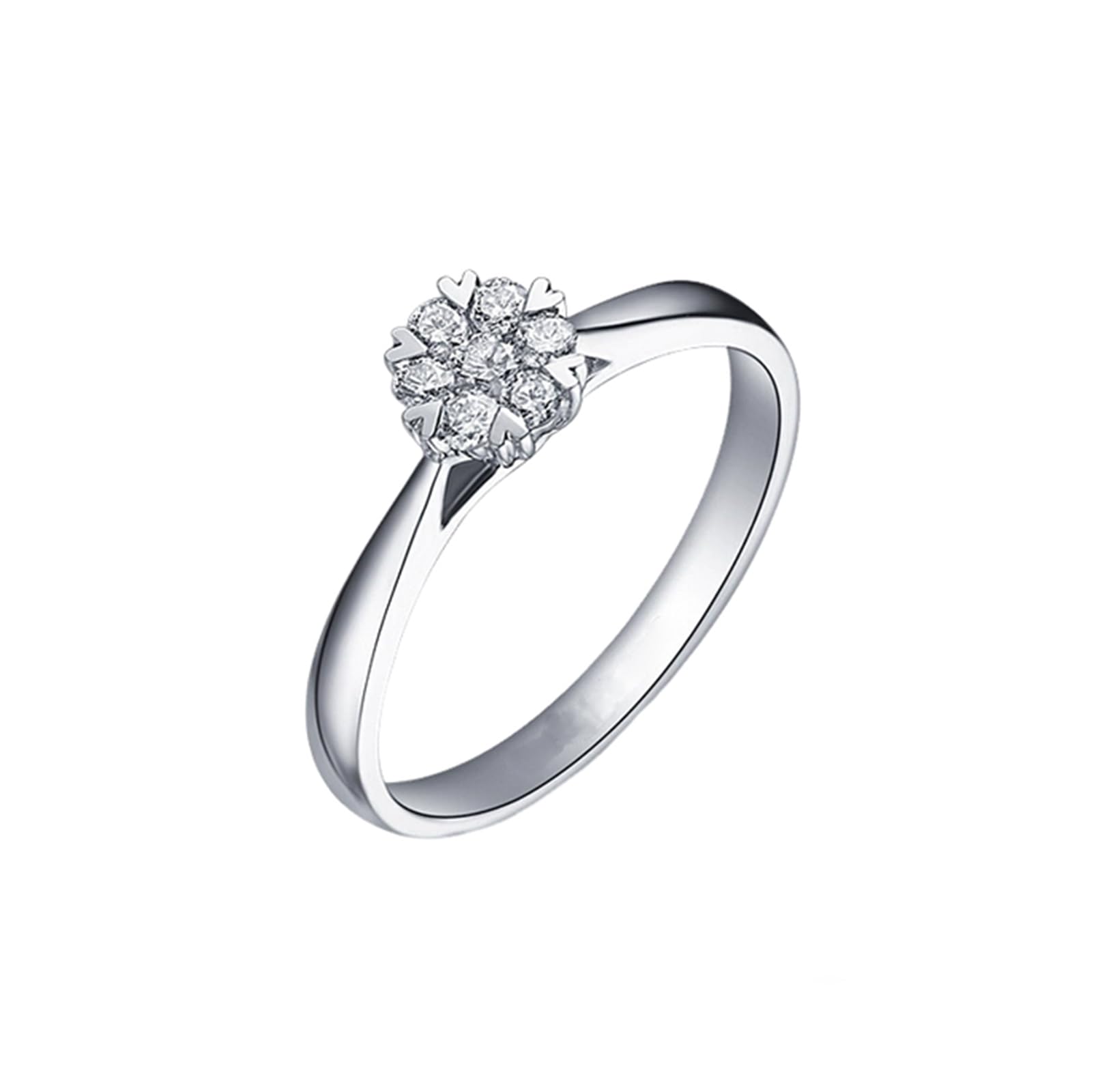 Ehering Weißgold Damen mit 0,19 ct Diamant, Verlobung Ring 750 für Freundin Größe 47 (15.0)-65 (20.7)| PT950 und 9K 14K 18K Weißgold | Trendiger Modeschmuck für Abschluss