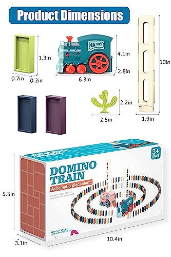 2023 Upgrade Toy Train Set - 100/180Pcs,Domino Train Toy Set Set Dominos Automatically,Locomotive Dominos Train Toys For Kids Boys And Girls Age 3-12 (Blue, 100 Dominoes) #TOP6