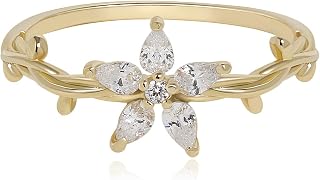 925 Sterling Silver Handmade Friendship Rings for Girls Flower Vine Ring Dainty Stacking Ring Floral Ring