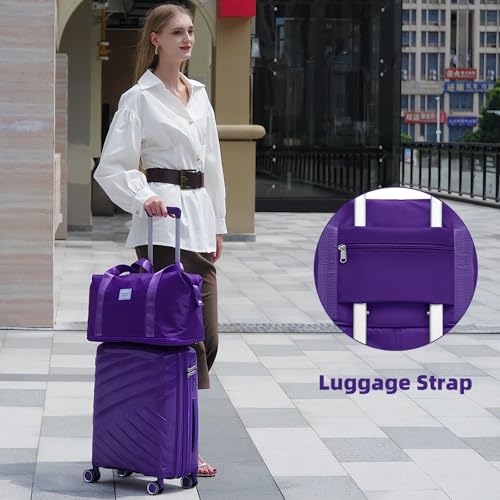 Image of Carry On Luggage 22x14x9 Airline Approved, 20 Inch Expandable Hardshell Luggage Carry-on Suitcases with Spinner Wheels, Carry On Suitcase Set for Women (PURPLE)