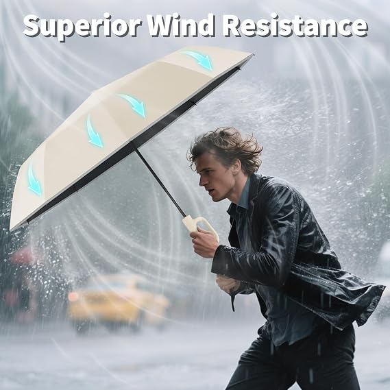 Image of Seniny Windproof Travel Umbrella, Automatic Umbrellas for Rain, Portable & Compact Umbrellas for Backpack, Strong UV for Protection, Folding Small Sun Umbrella for Car, Walking, Coral Pink, 38 inches
