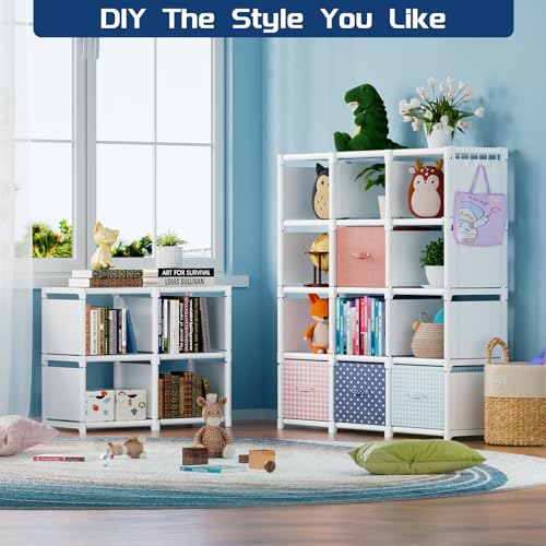 Mavivegue-Book-Shelf-20-Cube-Storage-Organizer-DIY-Bookcase-Metal-Cube-Bookshelf-Tall-Book-case-for-Bedroom-Living-Room-Office-Closet-Storage-Organizer-Black-Cubicle-Storage-Rack-White
