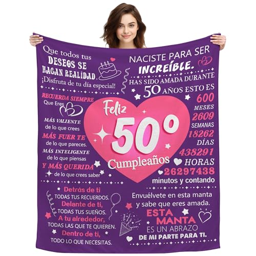 Originales 50 Cumpleaños Manta Personalizada Regalos De Cumpleaños Para 50 Años Mujer Abuela Madre Tia Amiga Hogar Decoración Franela Mantas Plaid 150x130cm 50th Originales 50 Cumpleaños Manta Personalizada Regalos De Cumpleaños Para 50 Años Mujer Abuela Madre Tia Amiga Hogar Decoración Franela Mantas Plaid 150x130cm 50th