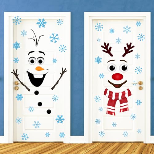 IMISHM Christmas Door Decorations - Snowman & Wall Stickers for Windows