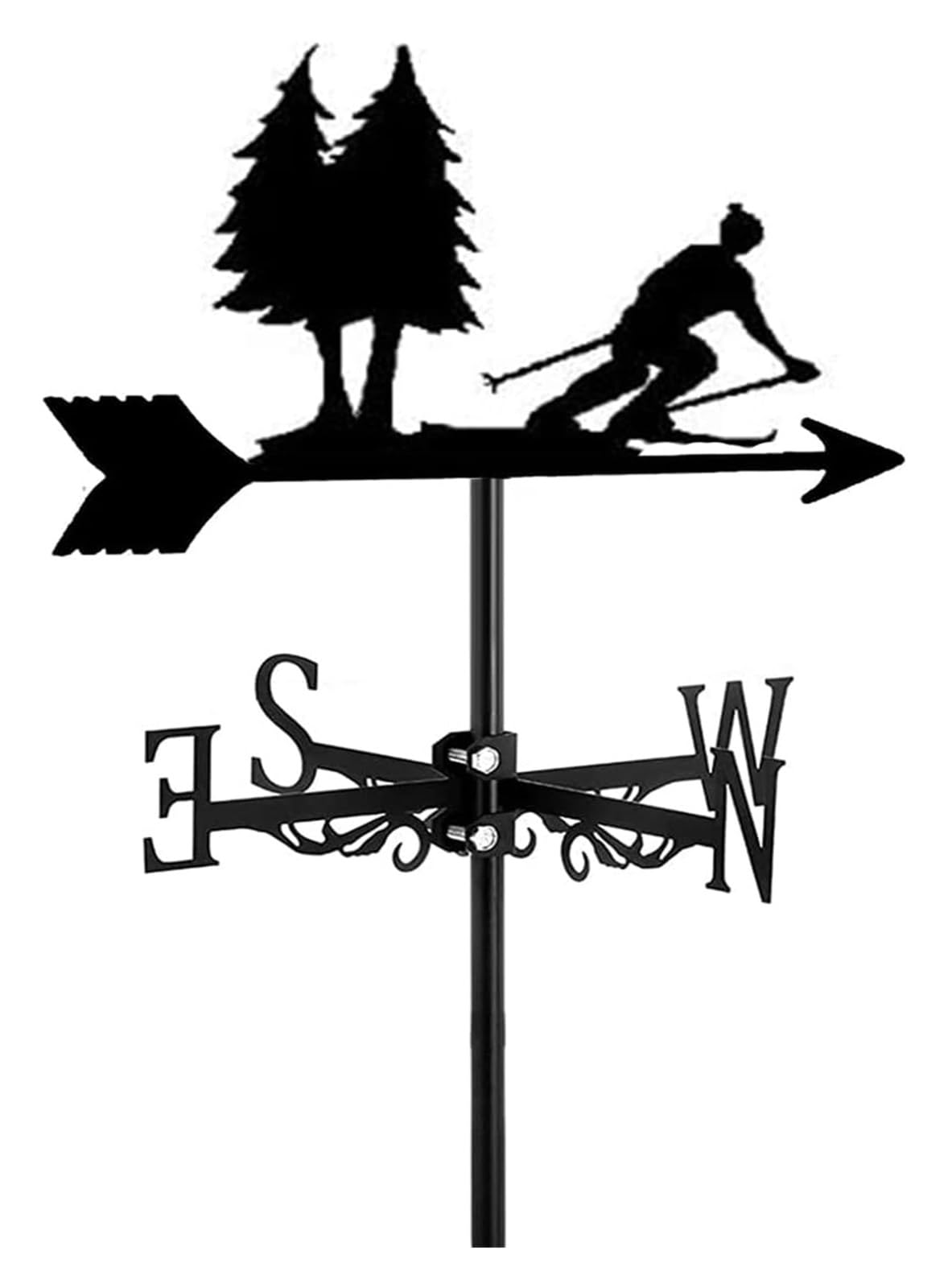 TAXXII Metal Weather Vane,Sports Physical Project Decoration Weathervane for Gardens Roof,Outdoor Lawn,Fence Posts,Pergola,Greenhouse,Barn Or Shed(Ski)