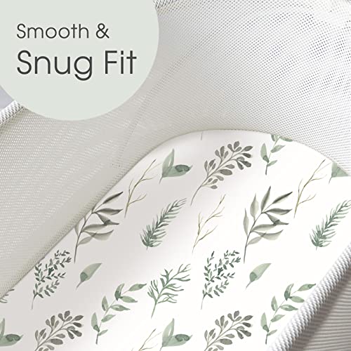 Image of GRSSDER Stretchy Ultra Soft Fitted Bassinet Sheet Set 2 Pack, Universal Fit for Bassinets Baby Cradle Moses Basket Oval Rectangle Mattress,