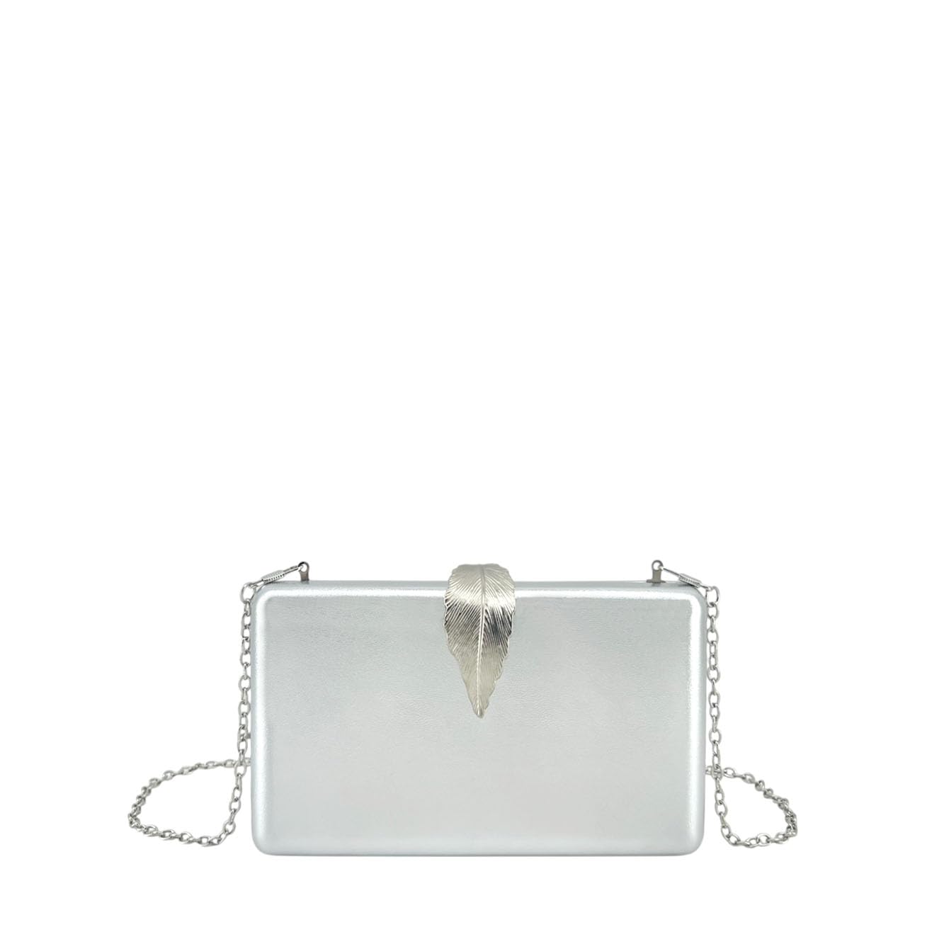MODELISA - Bolso Clutch De Mano Elegante Con Cadena De Hombro Hoja Fiesta Boda Evento Para Mujer