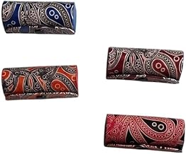 2 Pieces Batik Print Leather Lipstick Case Stylish Holder with Mirror, Random Color with Traditional Batik Design, Jewellery Holder Box/Single Cover Gift Container for Hand Bag (4)