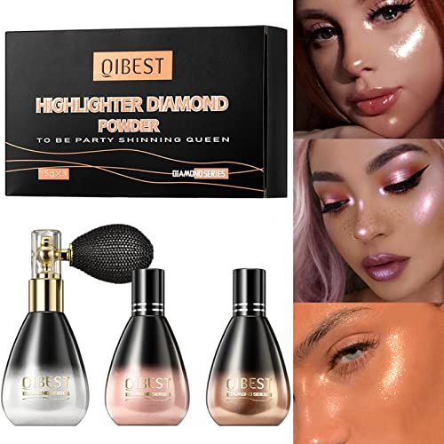 Lucknest 3 Colors Body Glitter Spray, Highlight Powder Glitter Spray For Hair And Body, Glitter Body Spray Cosmetic Shimmer Makeup Glitter For Women #TOP6