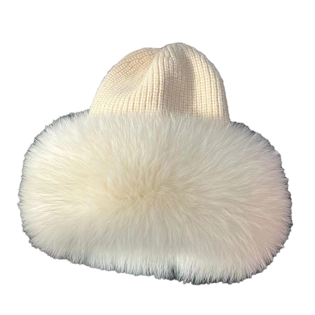 Cappello Invernale Soffice per Donna, Berretto Lavorato A Maglia di Lusso, Cappello da Pescatore in Stile Russo,Beige-One Size