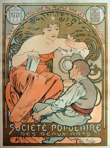 Arts Affiche Artistique Laurier d'Alphonse Mucha : Impression Toile Premium Salon 60x90cm