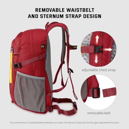 SKYSPER Leicht Wanderrucksack Klein Rucksack mit Rückenbelüftung Trekkingrucksack aus atmungsaktivem 3D Air Mesh Polyester Camping Outdoor Wandern Rucksack
