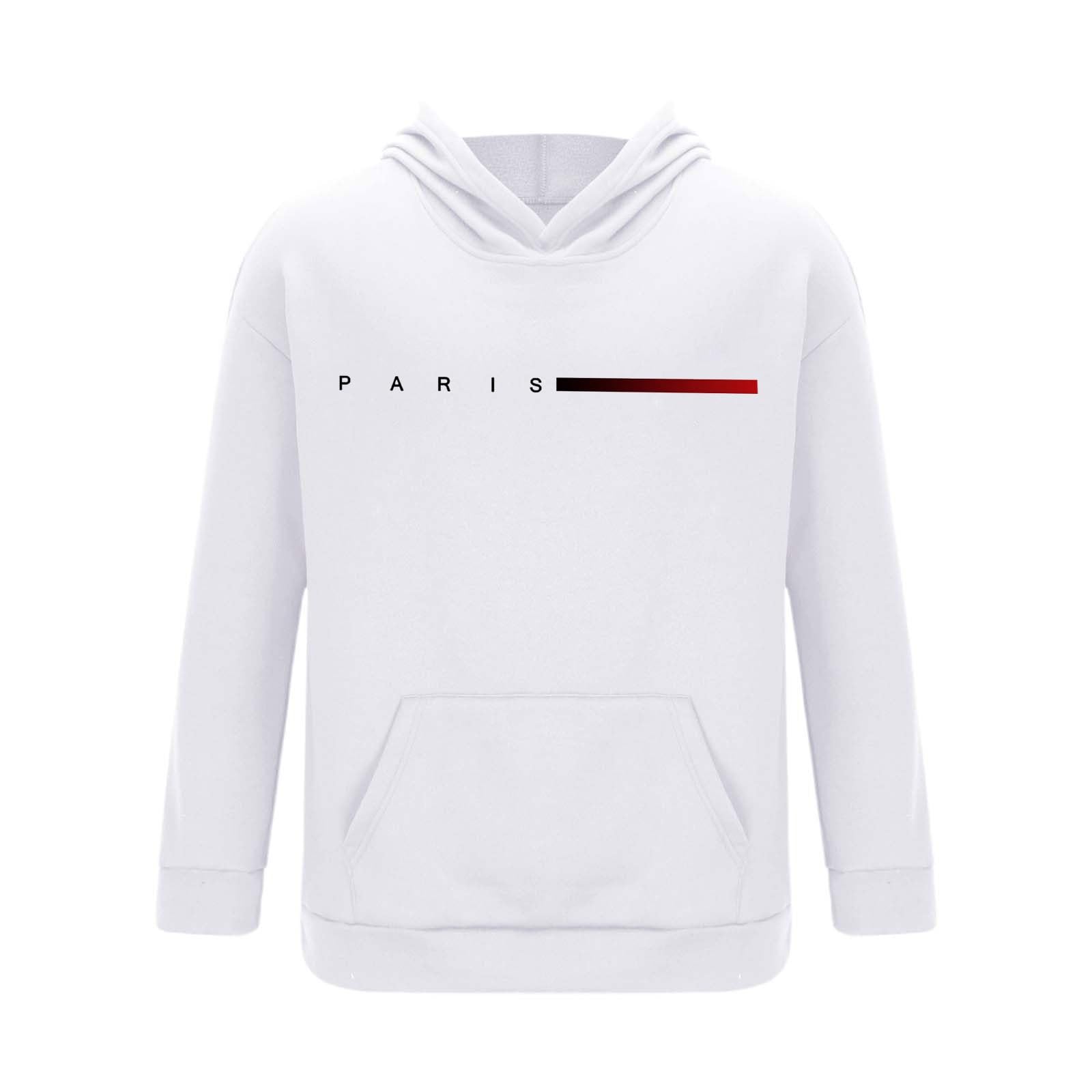 Generisch Trainingsanzug Herren Paris Logo Baumwolle Sportanzug Mit Taschen Hip Hop Hausanzug Mit Streetwear Und Jogginghose Zweiteiler Regular Fit Fitnessanzug Outdoor Training