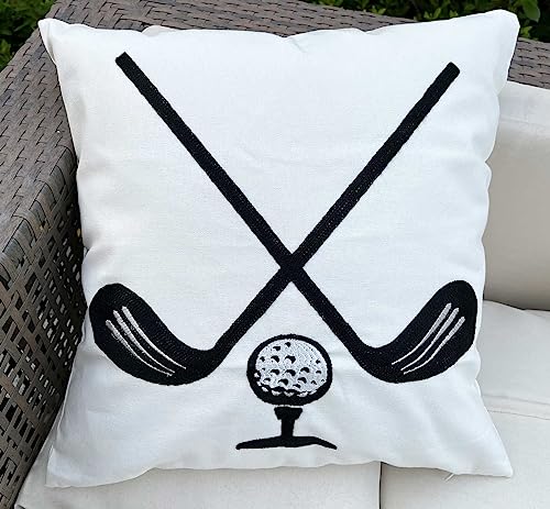 Decopow Embroidered Golf Throw Pillow Cover,Square 18 Inch Decorative Canvas Pillow Cover,Cover Only #TOP6