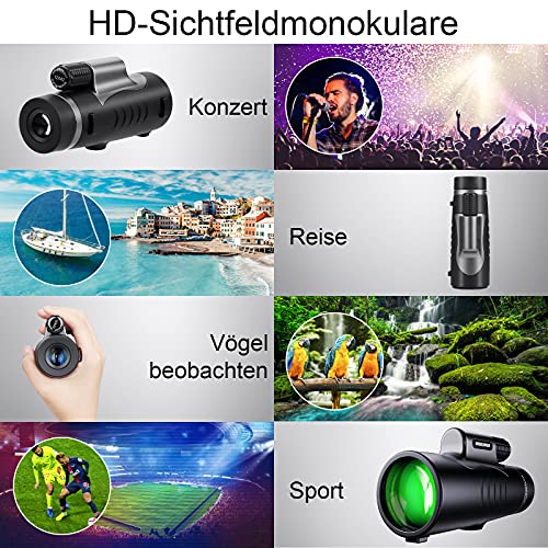 Monokular Teleskop, Shadowhawk HD 12x42 Monokular Fernrohr, Wasserdicht Monocular Fernrohr Stoßfest mit Handschlaufe für… – Bild 3
