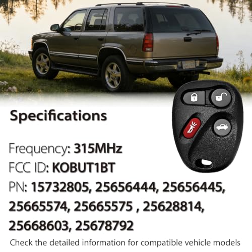 Télécommande KOBUT1BT 315 MHz pour Cadillac Eldorado et Buick