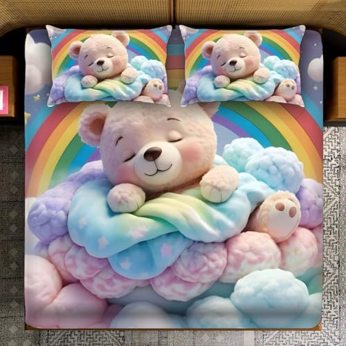 Image of Dream Living Real Look 7D Design Queen Size Bedsheet (228x254 Inch) with 2 Pillow Covers (19x29 Inch) (7D-Design-(Sleeping-Panda))