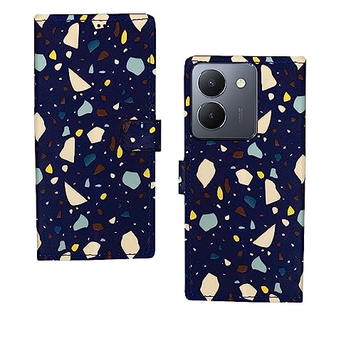 Image of Vivo Y36 Flip Case | Premium Leather Finish Flip Cover |Designer Printed Flip Cover for Vivo Y36 - Blue Cubes
