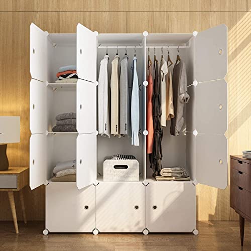 Image of BucketList 12-Door Plastic Sheet Kids Wardrobe Storage Rack - Organizer for Clothes, Kids Furniture, Living Room, Bedroom, Small Accessories (12 Box White Plain)