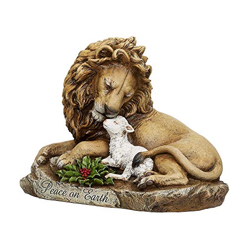Estatua de León y Cordero 8.5" H Decorativa Religiosa miniatura 2
